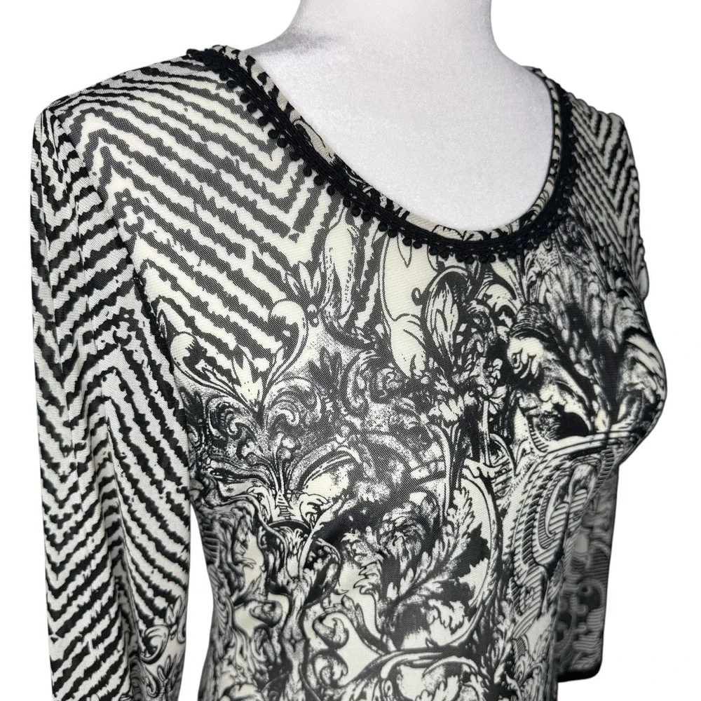 Mechant Y2K Vintage Tunic Top S/M Fairy Whimsigoth Sheer Asymmetrical Lace Shirt